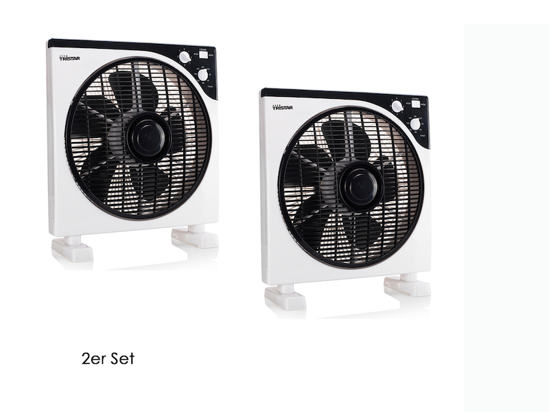 2er Set Box Ventilator 3 Stufen oszillierend Timerfunktion eckig