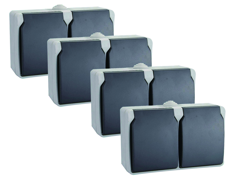 4er-Set Feuchtraumsteckdosen Außensteckdosen, IP54, Doppelsteckdose | eBay