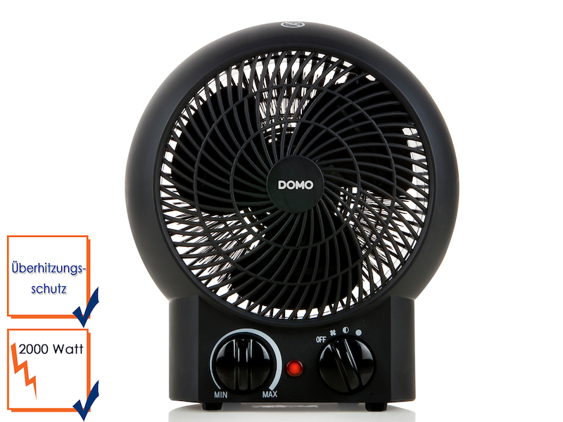 Domo Heizlüfter mit 3 einstellbaren Stufen mit Ventilator-Funktion