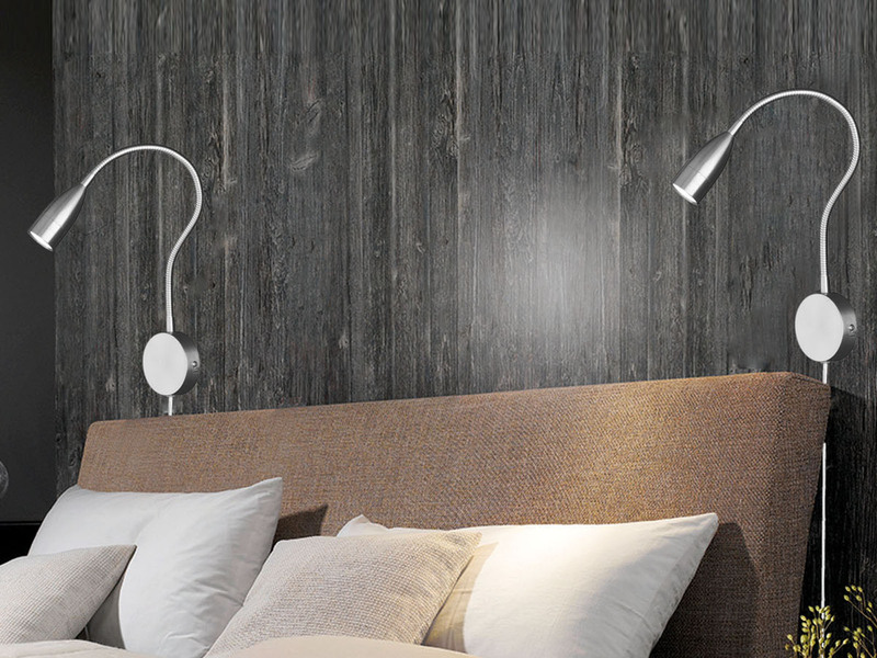 Wandlampe flex Leselampe Wohnzimmer 2er Set LED Leseleuchten dimmbar mit Gestik