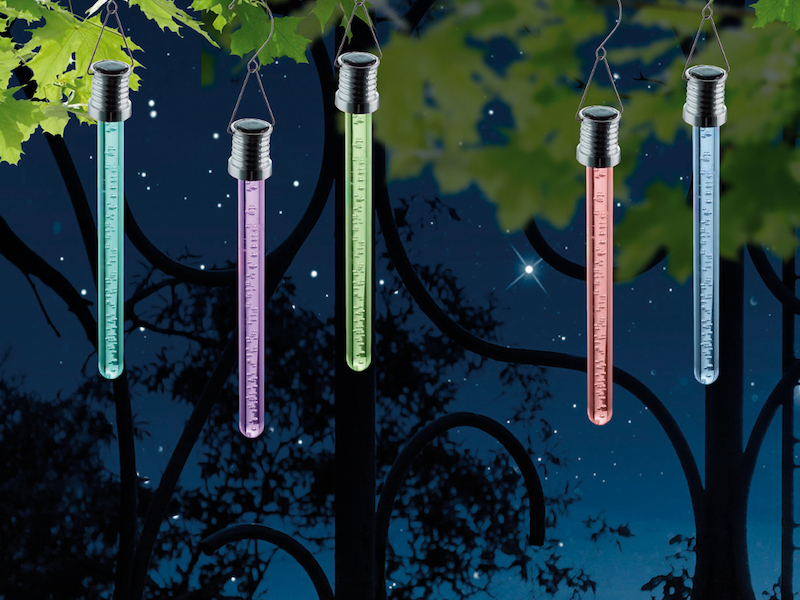 2 Solar Außenleuchten zum Aufhängen - RGB LED Gartendeko SET