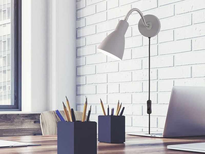 Led Wandleuchte Lampenschirm Grau Mit Schalter Flexarm