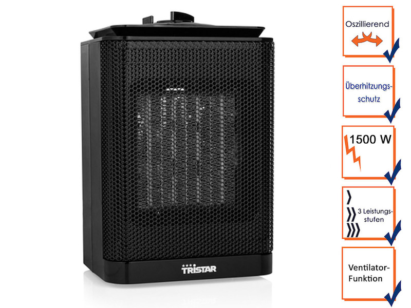 mobiles Heizgerät mit Thermostat /& Ventilator Oszillierender Schnellheizer