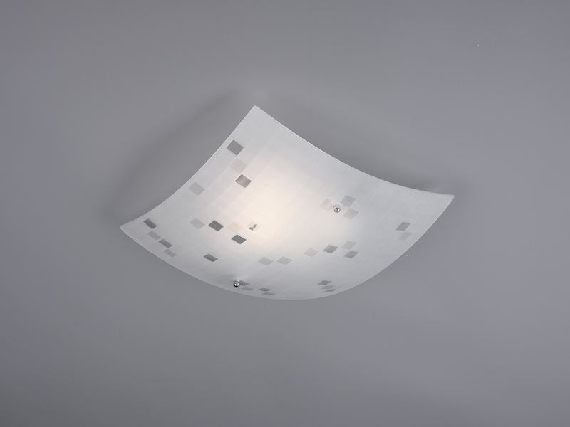 Eckige LED Deckenschale 30x30cm, Glaslampenschirm satiniert in weiß/grau