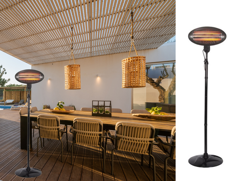 Höhenverstellbarer Terrassenstandheizstrahler elektrisch für Balkon