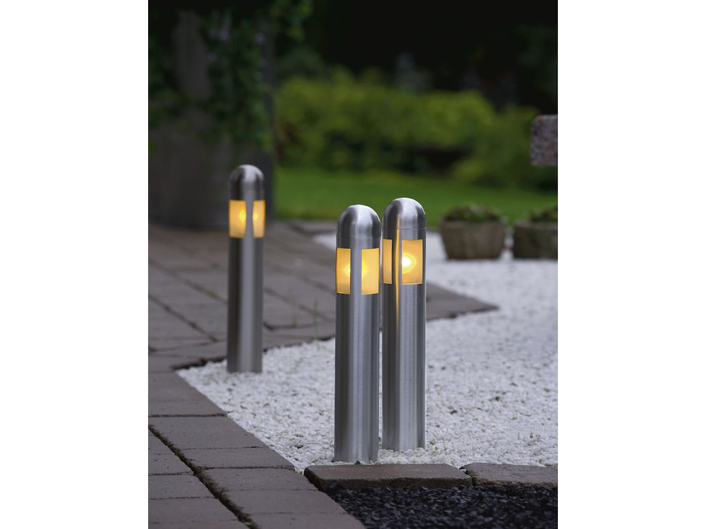 3er Set LED Bodenleuchten außen Garten mit Erdspieß