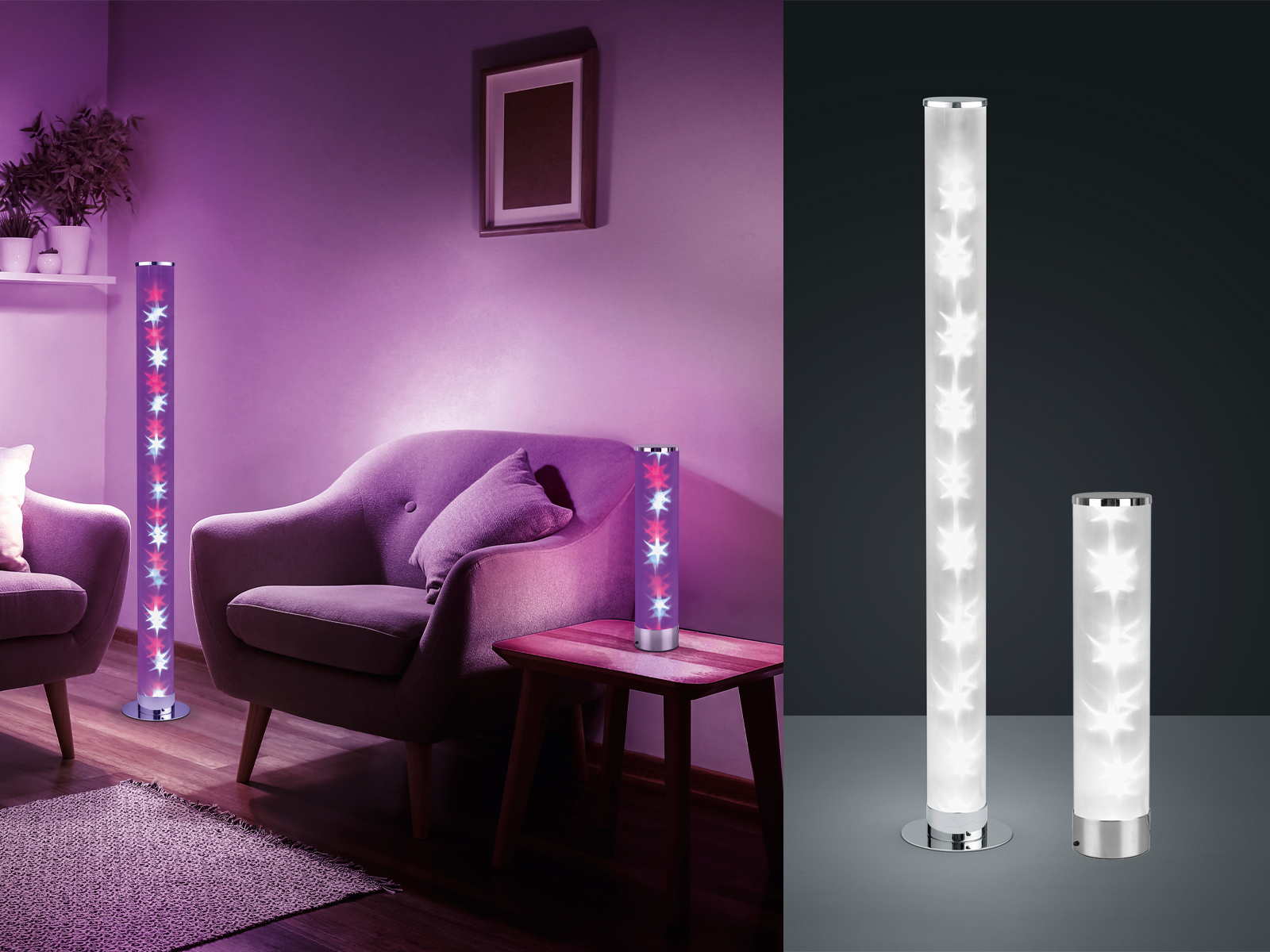Coole LED Hologramm Jugendzimmer Stehlampen & Tischbeleuchtung mit  Fernbedienung