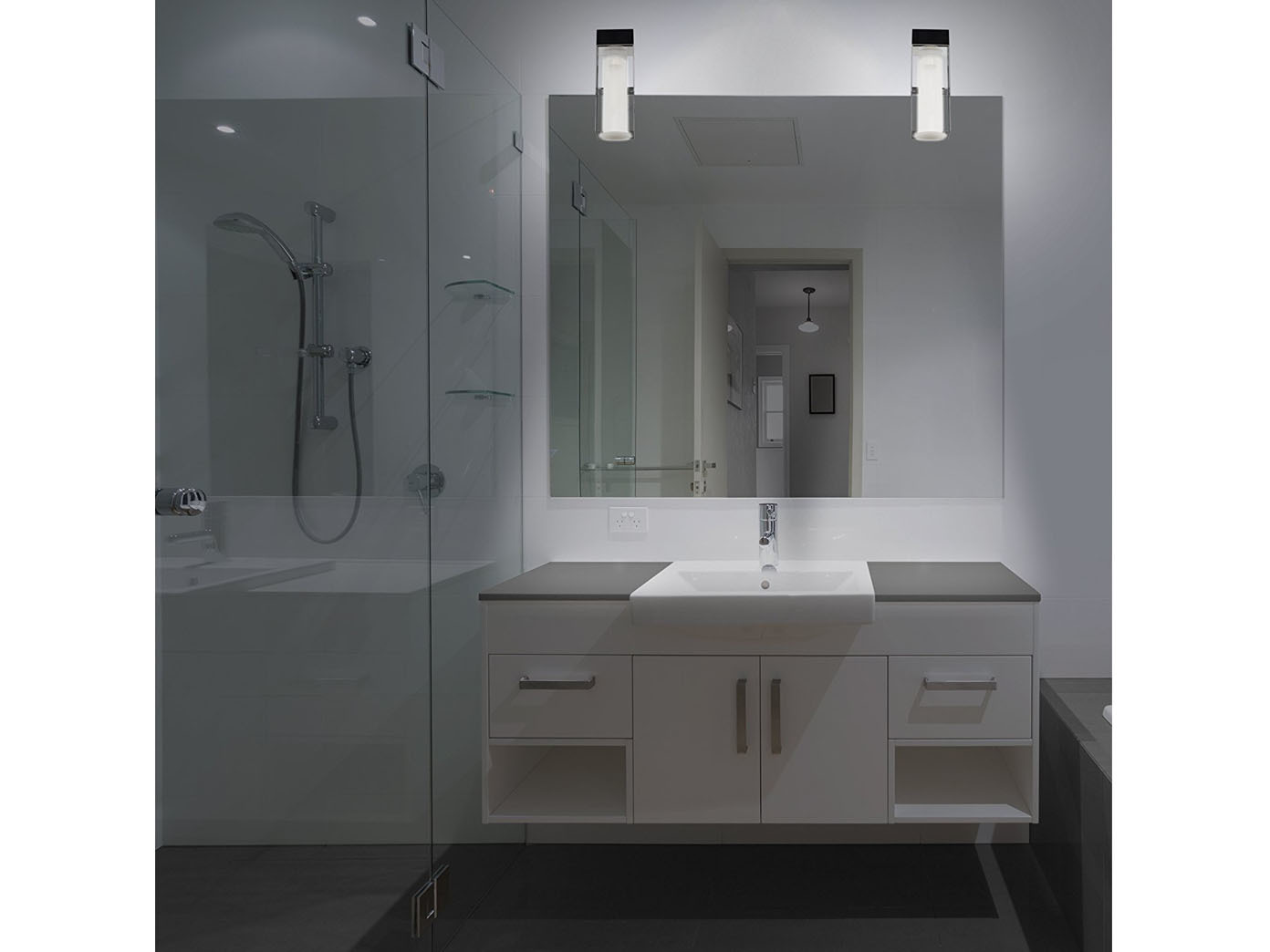 IP44 Badezimmer Spielleuchte mit LED, Lampenschirm Glas Beleuchtung Bad