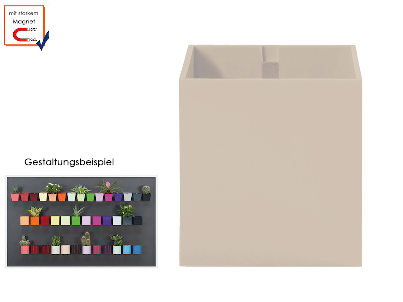 Wandaufbewahrung Wanddeko Kunststofftopf m. Magnet Ø 9cm Hellbraun