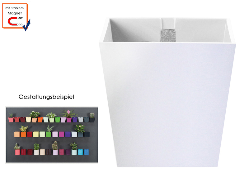 Wandaufbewahrung Wanddeko Kunststofftopf mit Magnet Ø 9 cm Weiß
